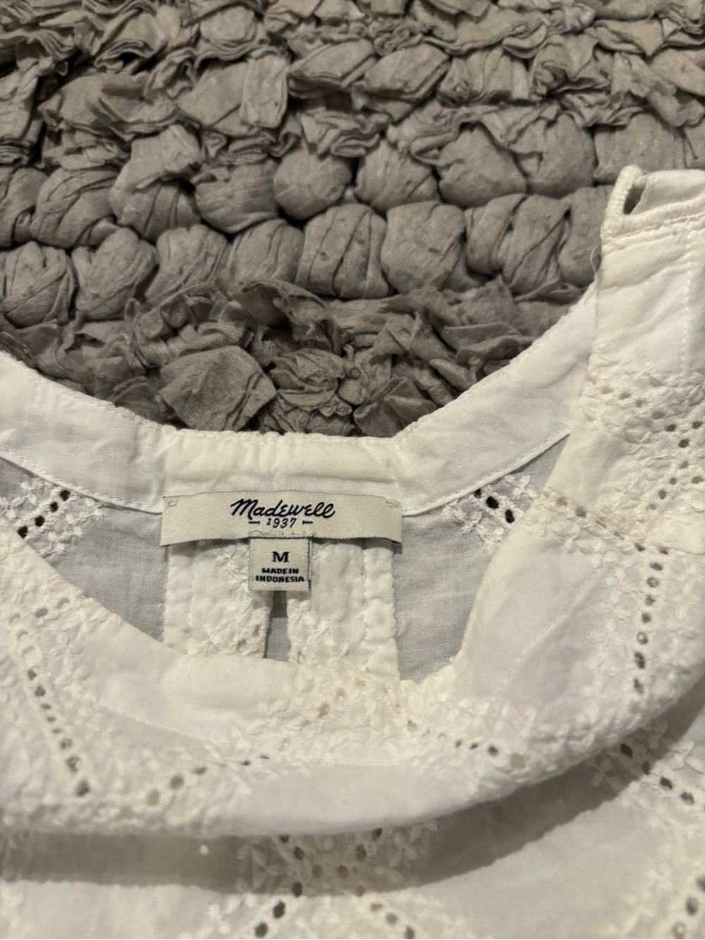 Madewell White Embroidered Lattice Eyelet Short-Sleeve Top - 100% cotton - Picture 6 of 6